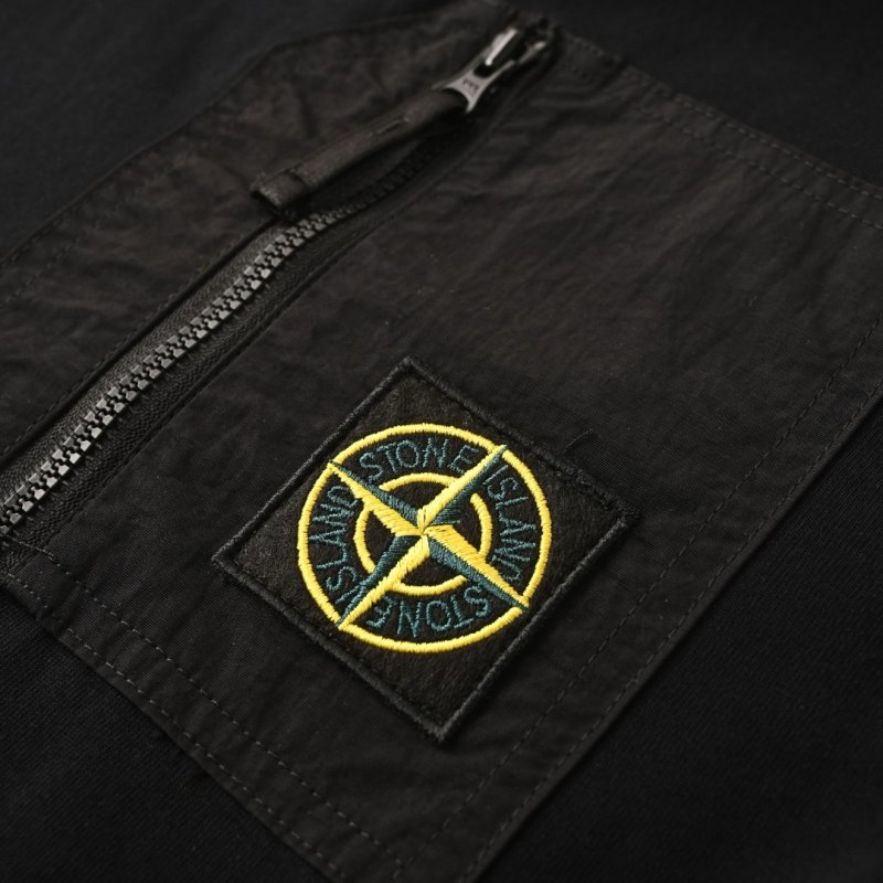 Stone Island Black Pocket T-Shirt with Nylon Chest Detail view