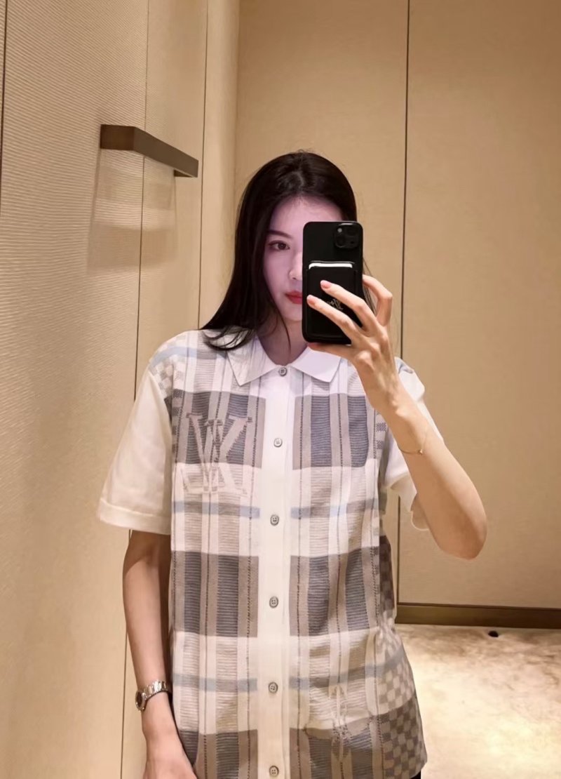 Women's Oversized Plaid Button-Up Shirt Cream & Grey