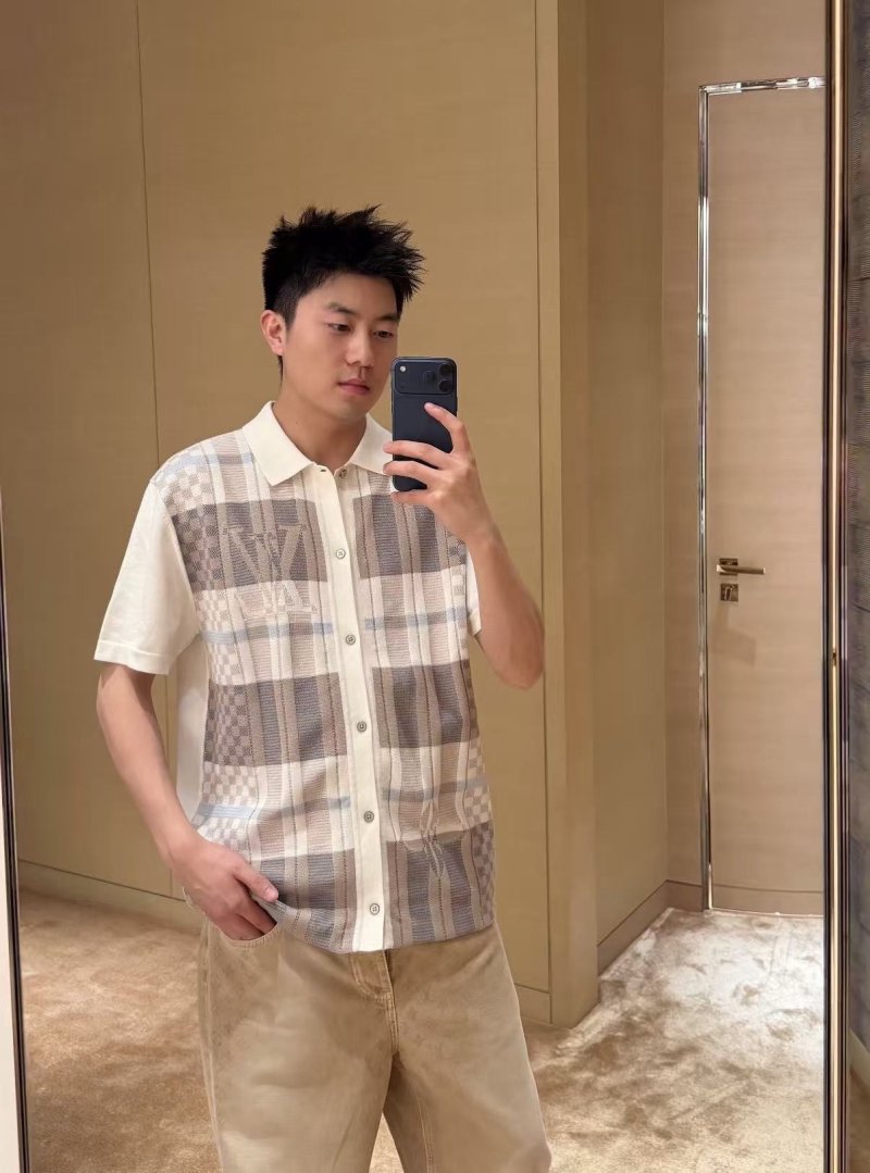 Women's Oversized Plaid Button-Up Shirt Cream & Grey view