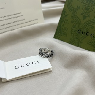 Gucci 925 Square G Pattern Ring Silver