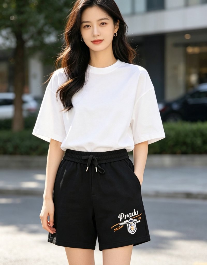 Prada Black Milano Shorts with Logo Embroidery view