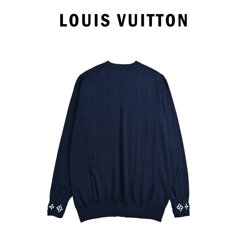 Louis Vuitton 25SS Monogram Jacquard Wool Crewneck Sweater Navy view