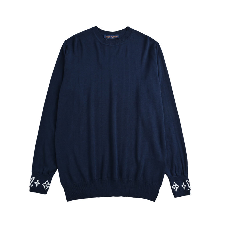 Louis Vuitton 25SS Monogram Jacquard Wool Crewneck Sweater Navy view