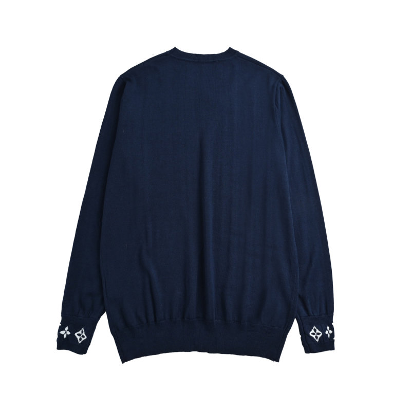 Louis Vuitton 25SS Monogram Jacquard Wool Crewneck Sweater Navy view