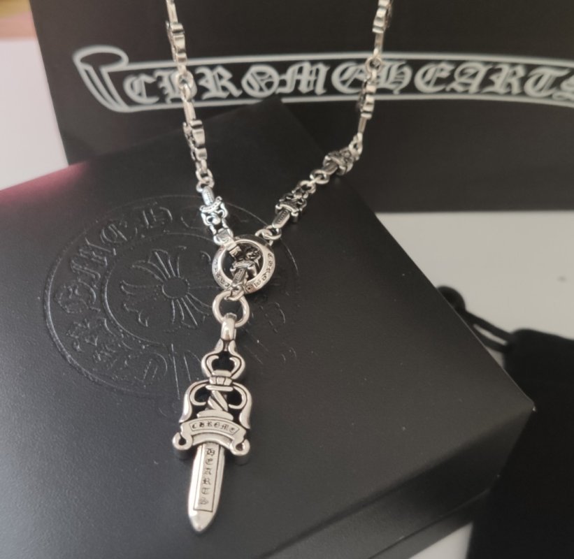 Chrome Hearts Silver Dagger Pendant Necklace