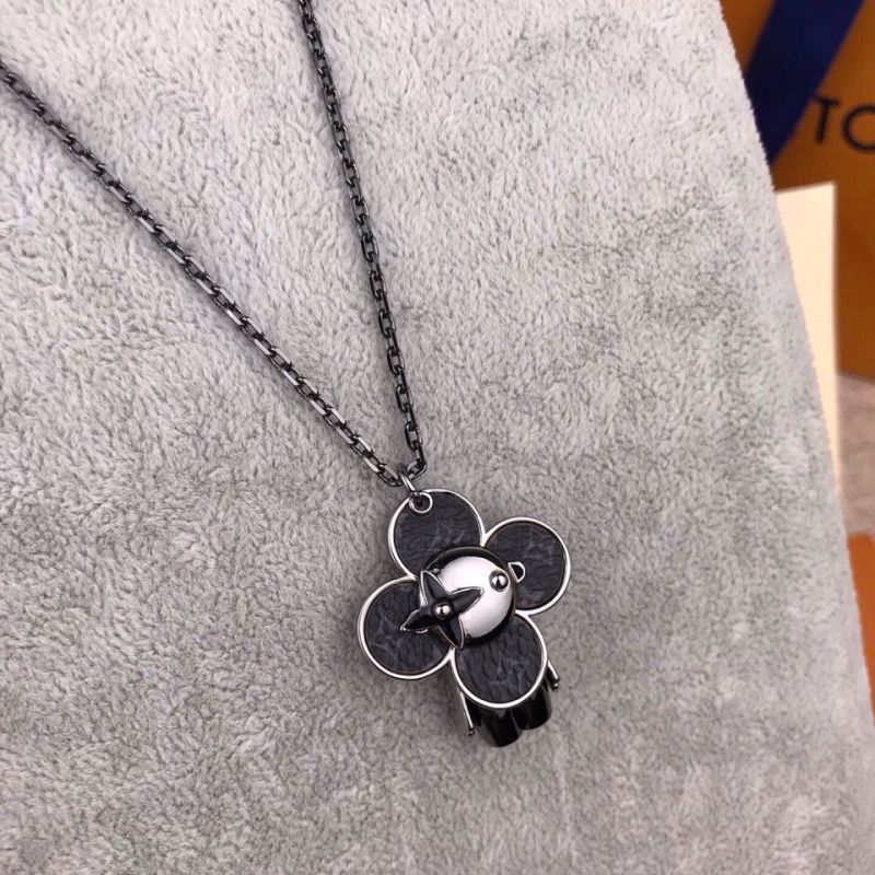 Louis Vuitton Vivienne DJ Flower Pendant Necklace Black