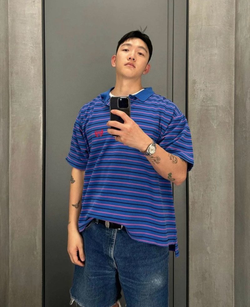 Blue Striped Short Sleeve Polo T-Shirt