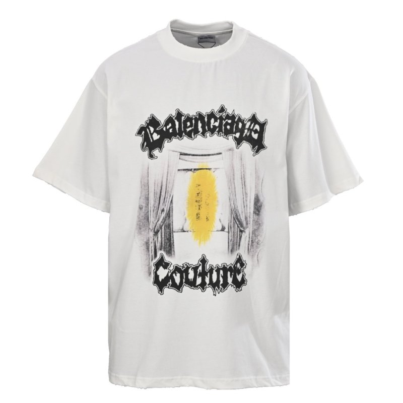 Oversized Graphic Print White T-Shirt with Yellow Abstract Design view