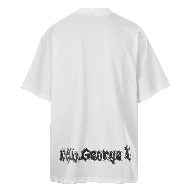 Oversized Graphic Print White T-Shirt with Yellow Abstract Design view