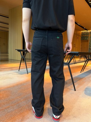 Chrome Hearts Black Denim Jeans with Green Cross Embroidery view 5