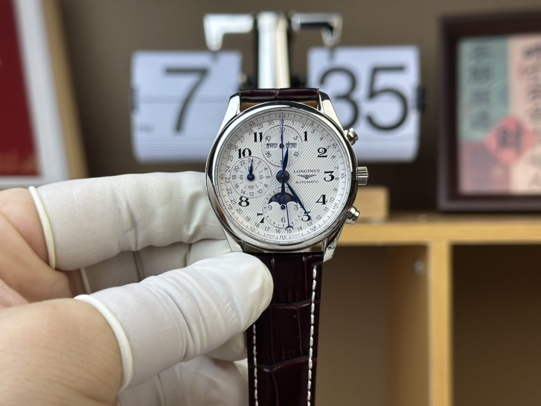 Longines Master Collection Chronograph Moon Phase Silver Dial view