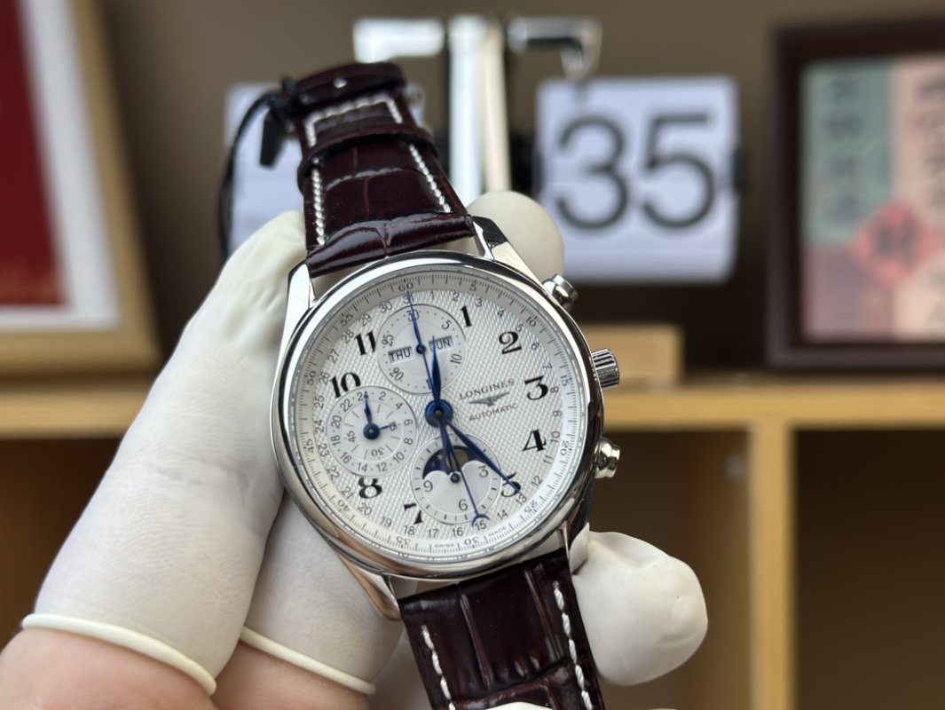 Longines Master Collection Chronograph Moon Phase Silver Dial view