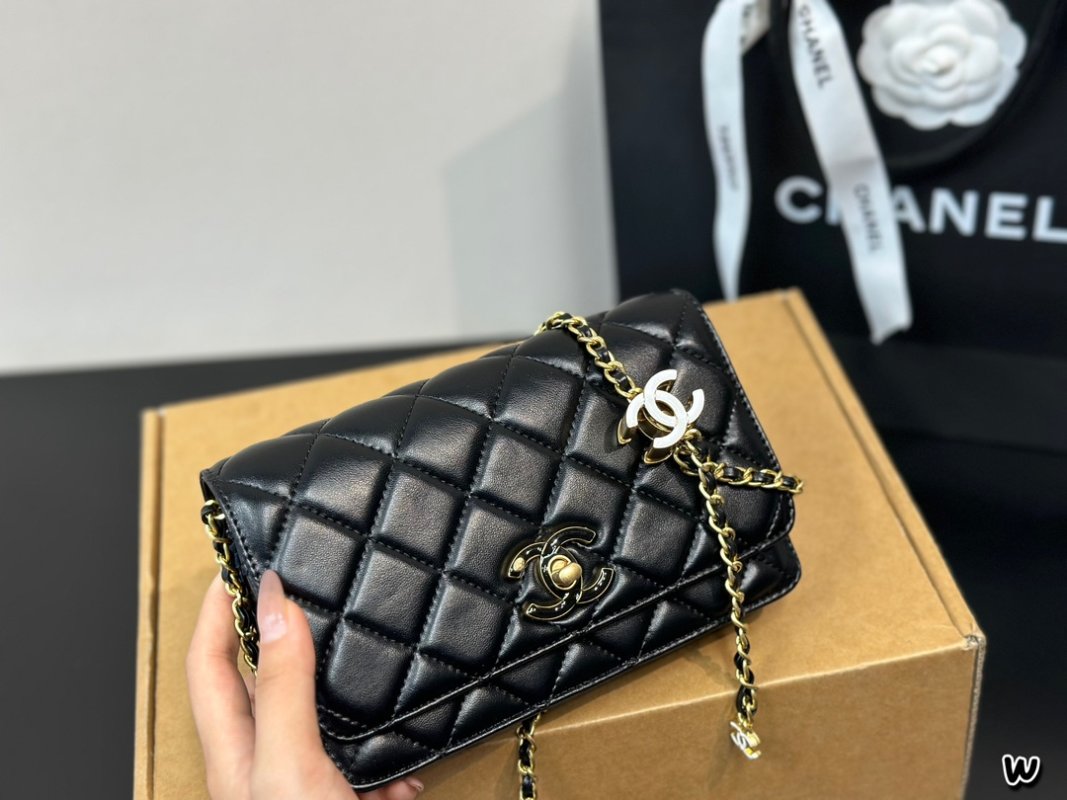 Chanel Black Quilted WOC Wallet on Chain Crossbody Bag