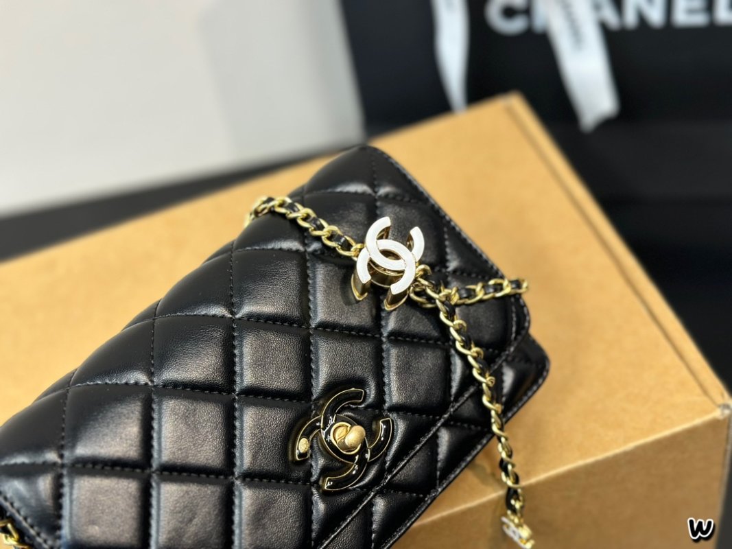 Chanel Black Quilted WOC Wallet on Chain Crossbody Bag view
