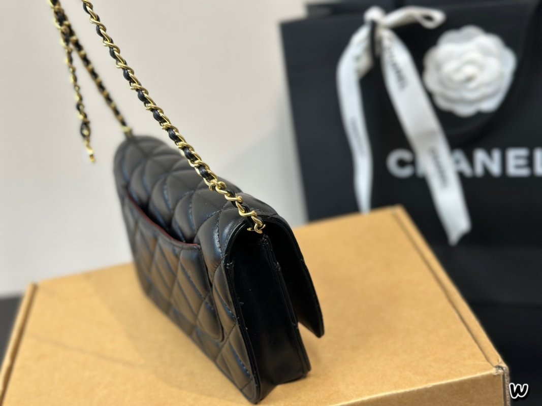 Chanel Black Quilted WOC Wallet on Chain Crossbody Bag view