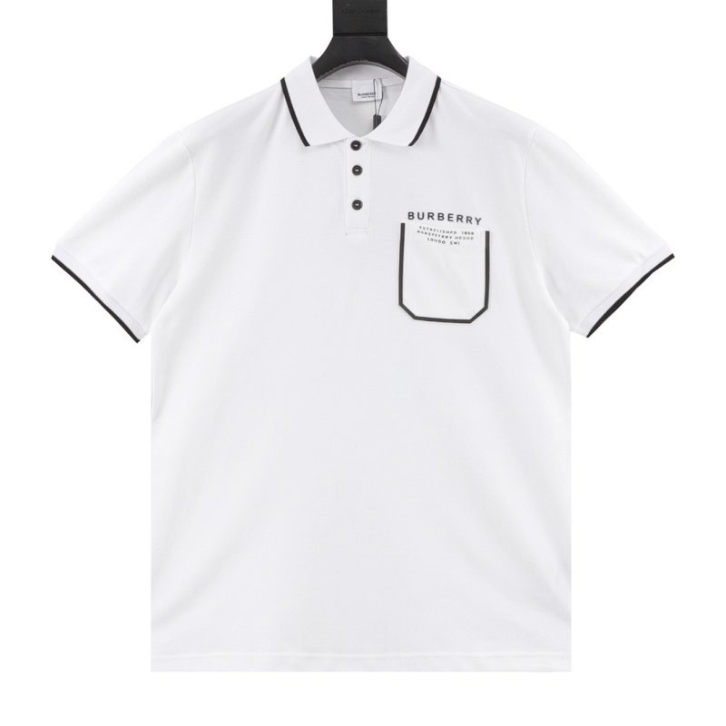 Burberry White Polo Shirt with Chest Pocket view