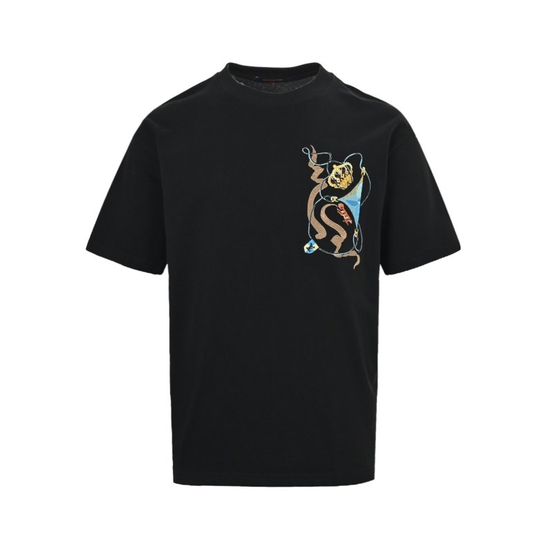 Black Oversized Graphic T-Shirt with Gold Dragon Print view