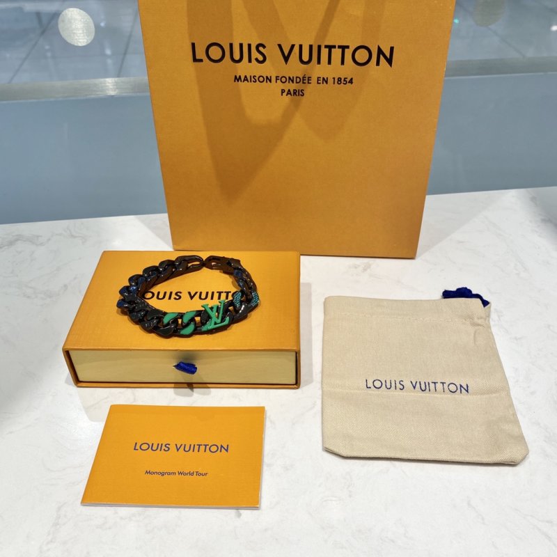 Louis Vuitton Chain Links Patches Green Black Bracelet