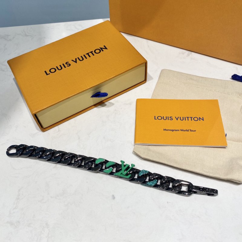 Louis Vuitton Chain Links Patches Green Black Bracelet view