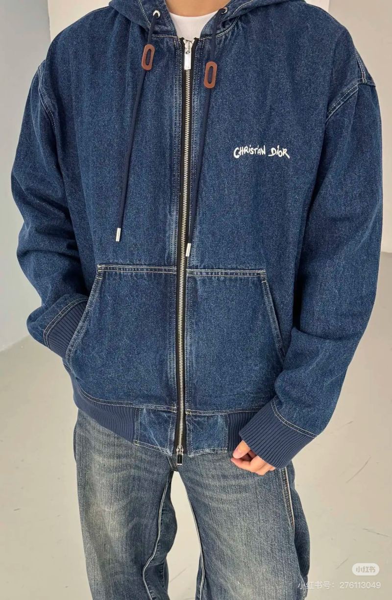 Dior Christian Dior Navy Denim Zip Hoodie Jacket view