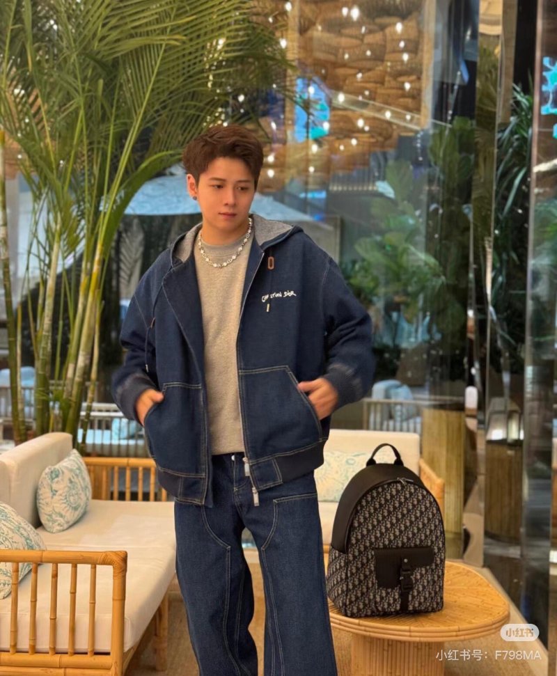 Dior Christian Dior Navy Denim Zip Hoodie Jacket view