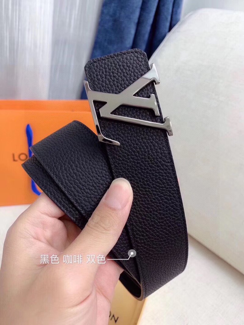Louis Vuitton LV Initials Black Leather Belt Gold Buckle view
