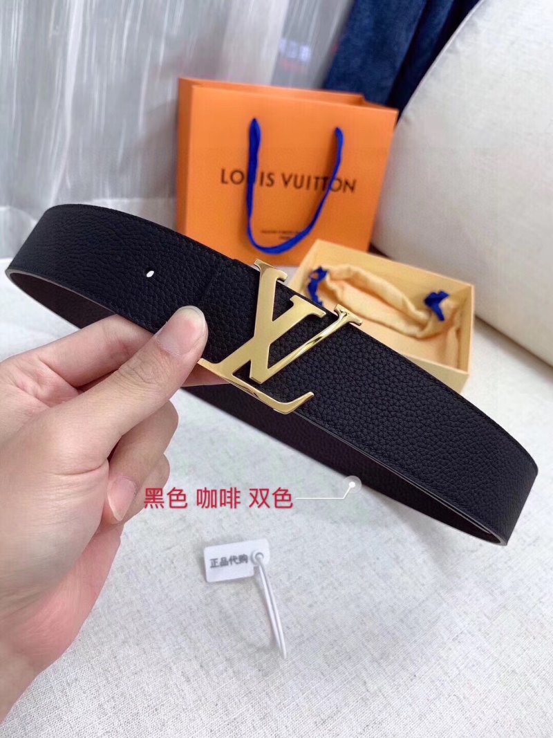 Louis Vuitton LV Initials Black Leather Belt Gold Buckle view