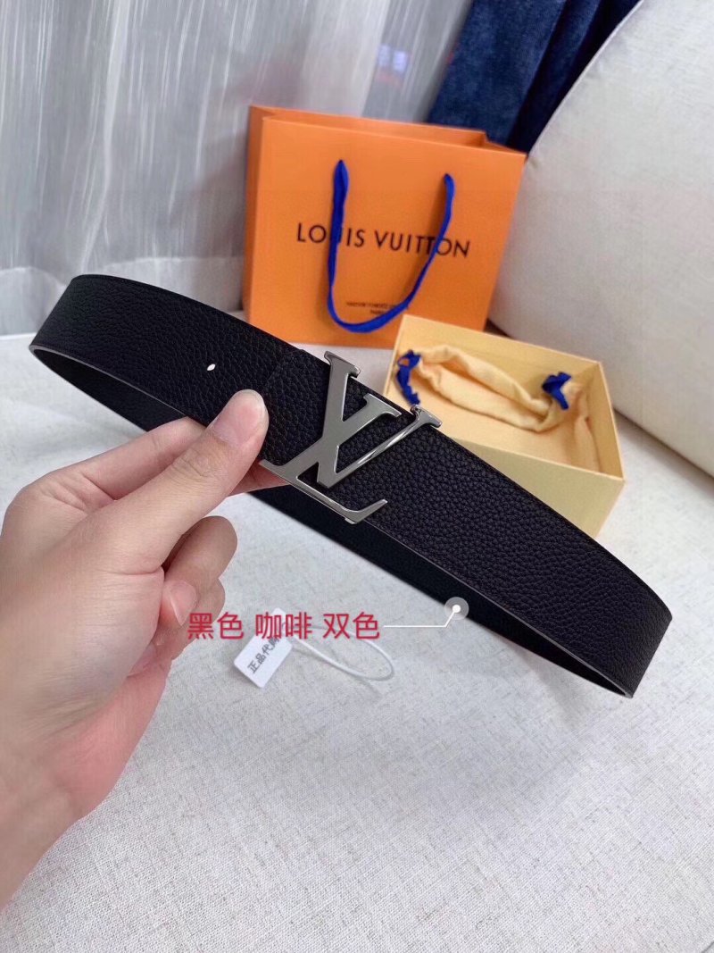 Louis Vuitton LV Initials Black Leather Belt Gold Buckle view