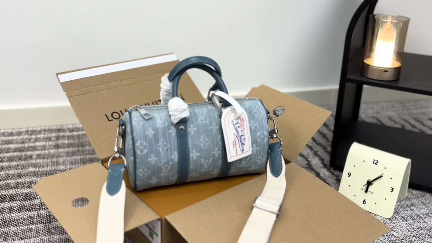 Louis Vuitton Monogram Denim Speedy Bag Blue