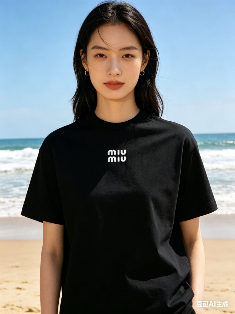 Miu Miu Logo Black Short Sleeve T-Shirt view