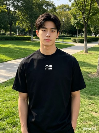 Miu Miu Logo Black Short Sleeve T-Shirt view 4