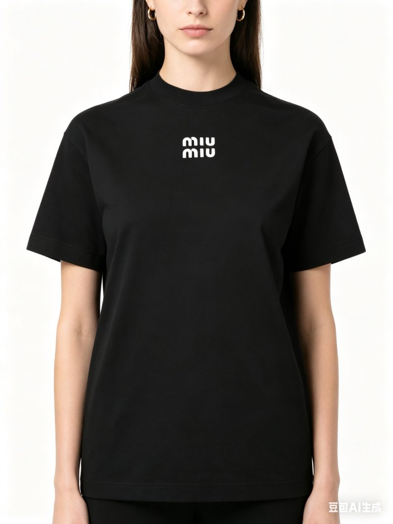 Miu Miu Logo Black Short Sleeve T-Shirt view