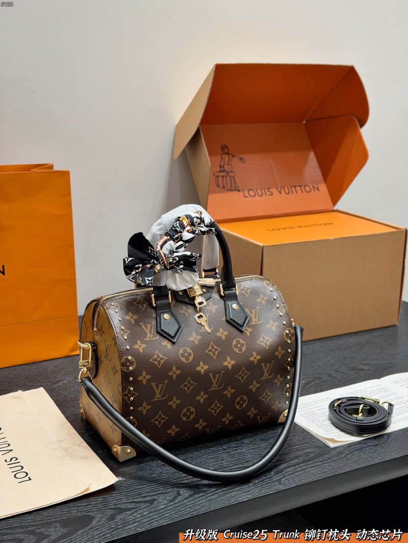 Louis Vuitton Monogram Cruise 25 Trunk Pillow Bag with Studs