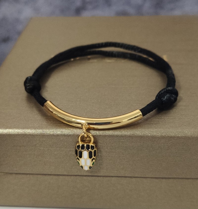 Bvlgari Snake Charm Black Rope Bracelet Gold view
