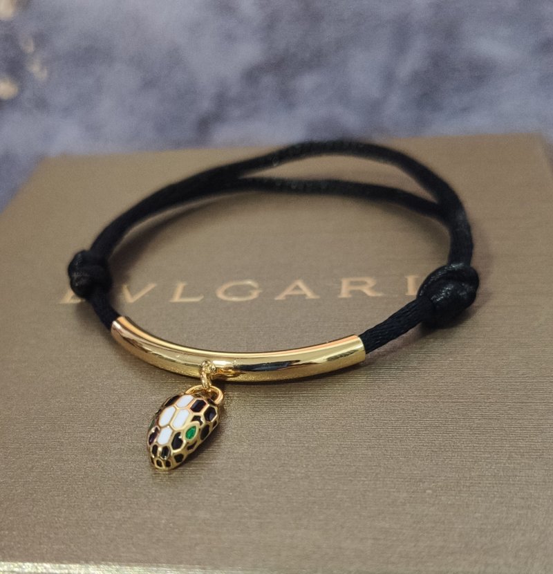 Bvlgari Snake Charm Black Rope Bracelet Gold view