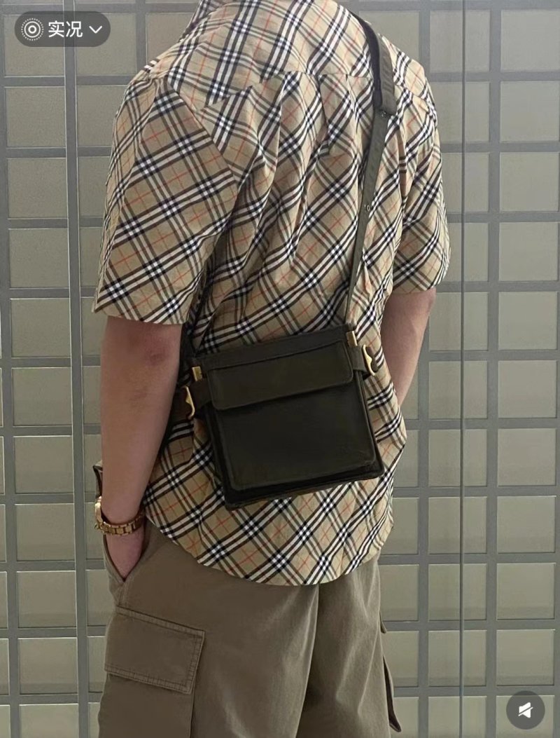 Burberry Beige Check Short Sleeve Button-Up Shirt