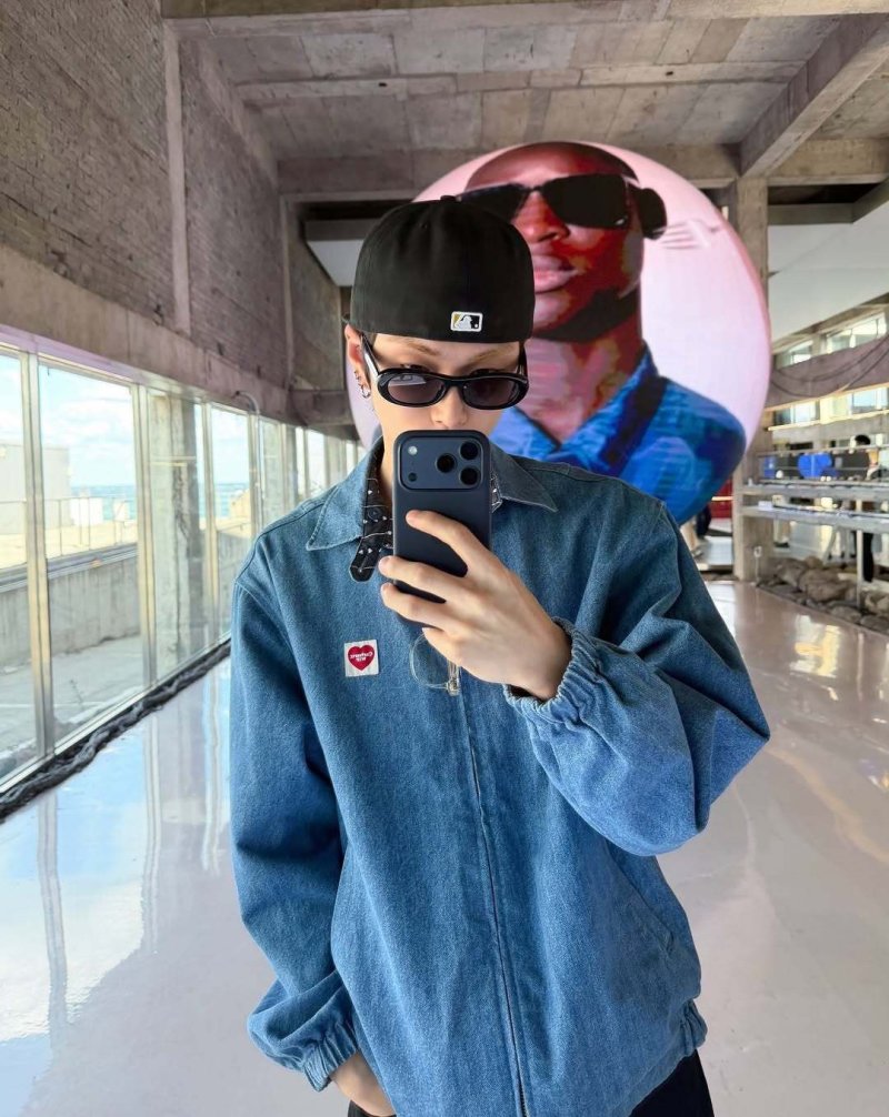 Oversized Denim Shirt Jacket Blue view