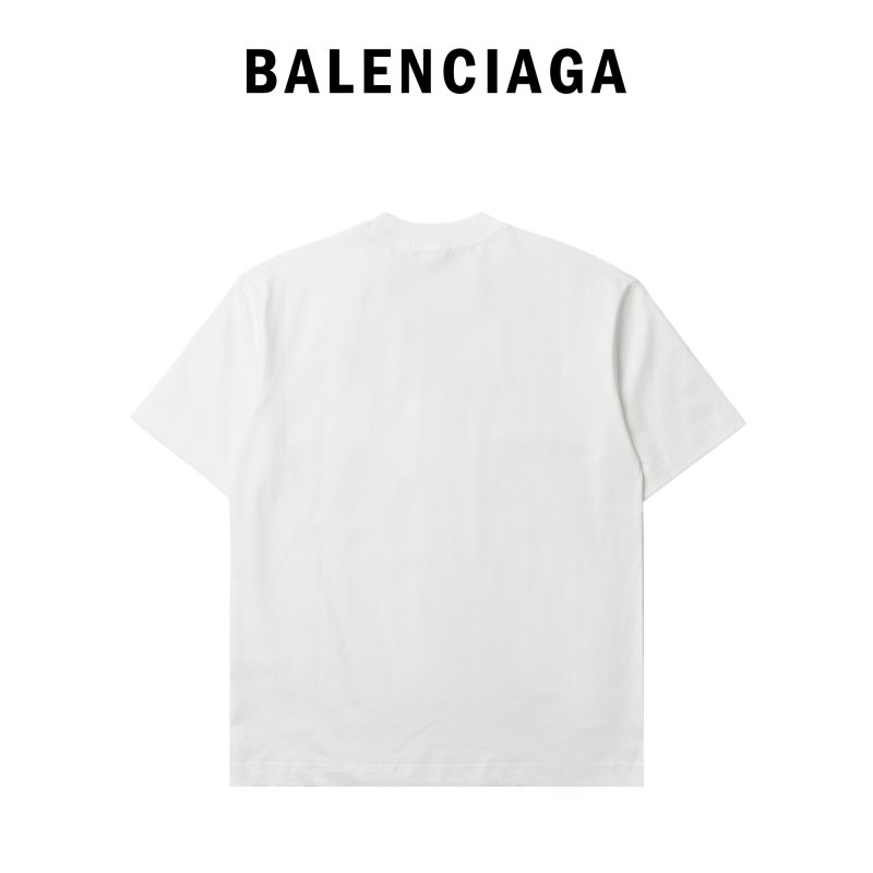 Balenciaga Yellow Logo White T-Shirt view