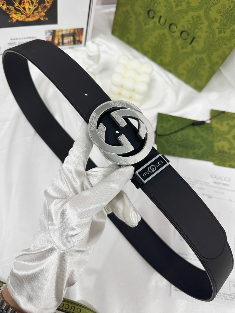 Gucci GG Marmont Black Leather Belt with Silver Buckle view