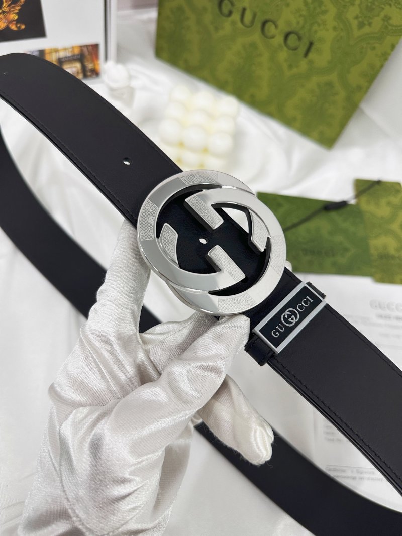 Gucci GG Marmont Black Leather Belt with Silver Buckle view