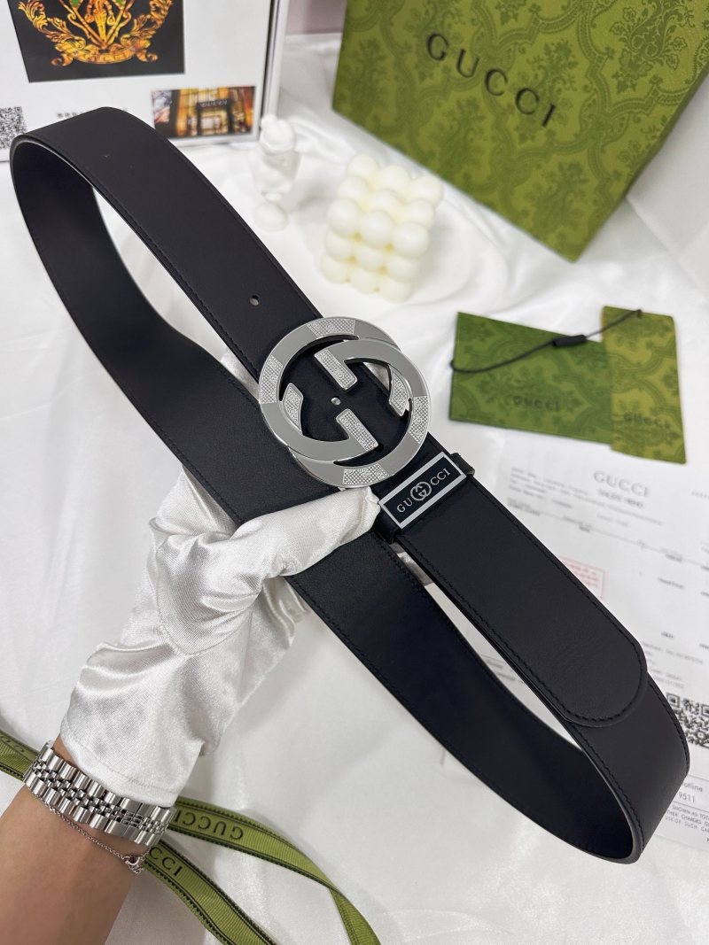 Gucci GG Marmont Black Leather Belt with Silver Buckle view