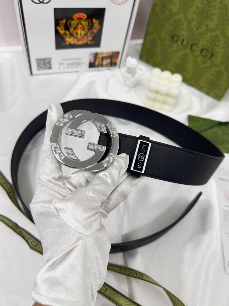 Gucci GG Marmont Black Leather Belt with Silver Buckle view