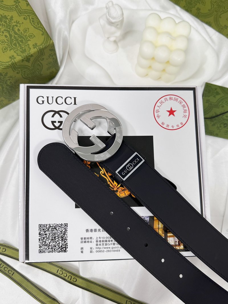 Gucci GG Marmont Black Leather Belt with Silver Buckle view