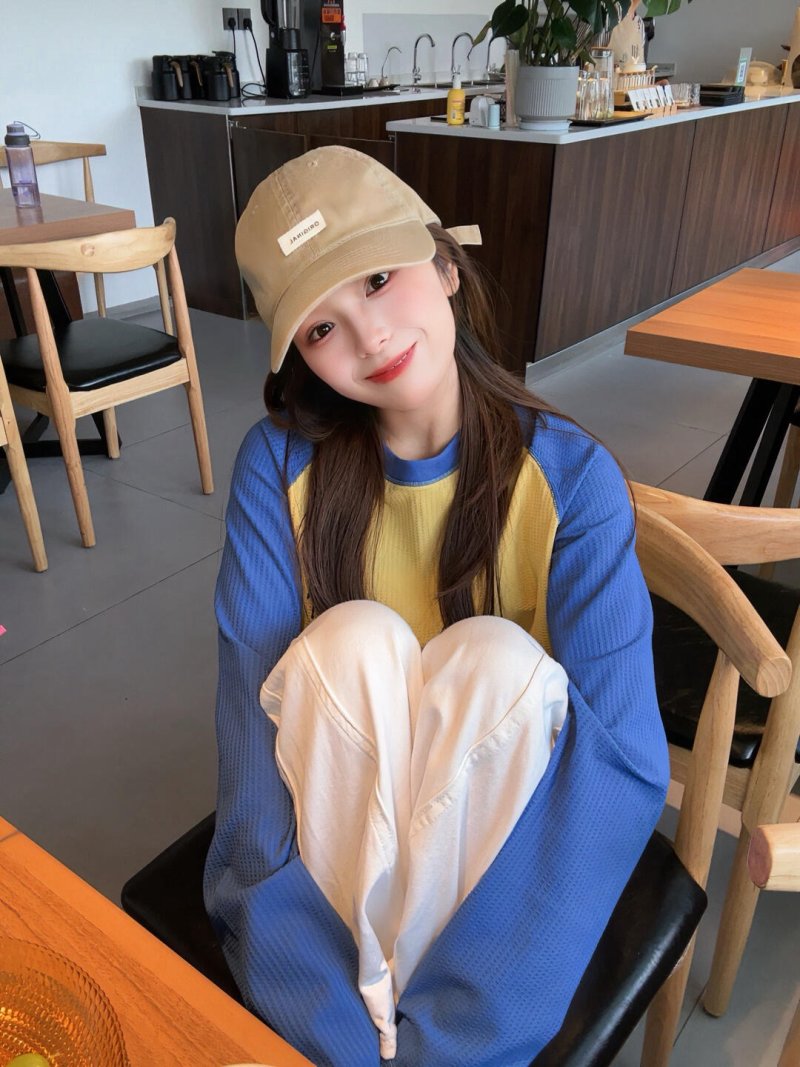Blue & Yellow Colorblock Thermal Long Sleeve Tee view