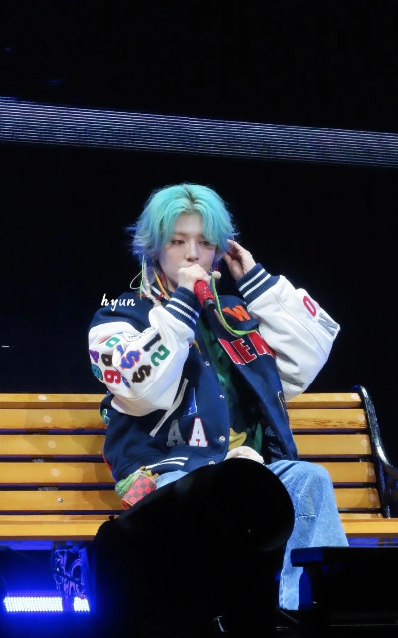 Navy & Cream Varsity Bomber Jacket with Colorful Embroidered Sleeves view