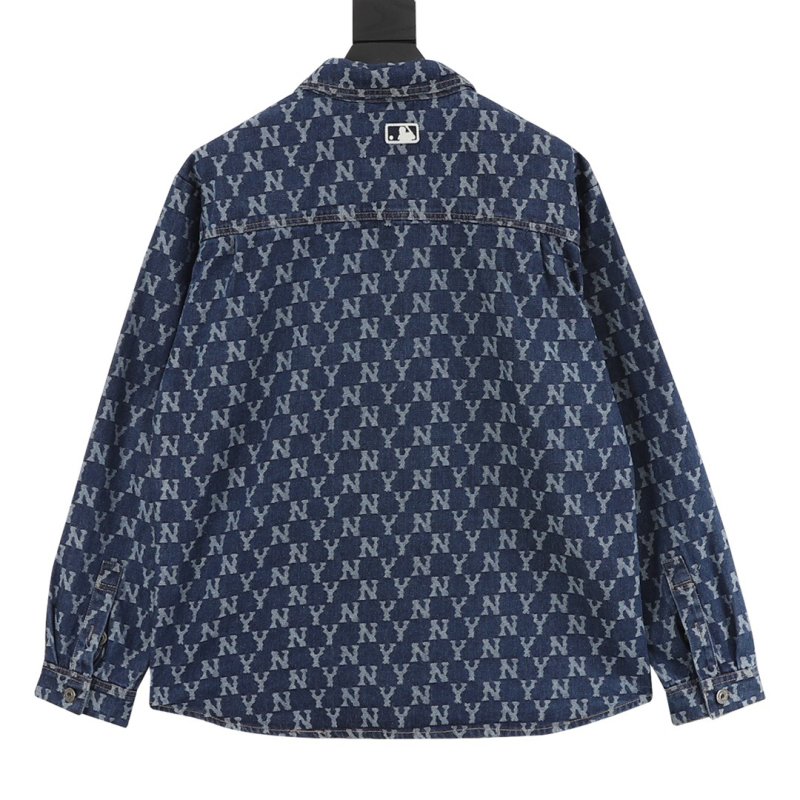 Navy Monogram Pattern Button-Up Shirt view