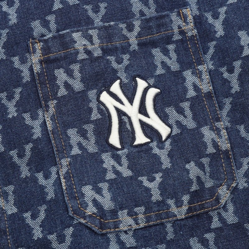 Navy Monogram Pattern Button-Up Shirt view