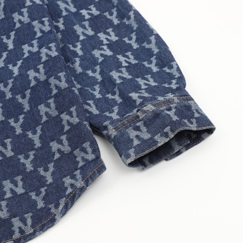 Navy Monogram Pattern Button-Up Shirt view