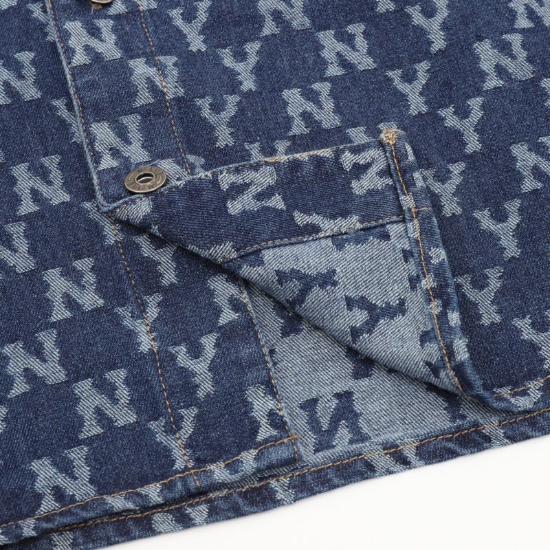Navy Monogram Pattern Button-Up Shirt view