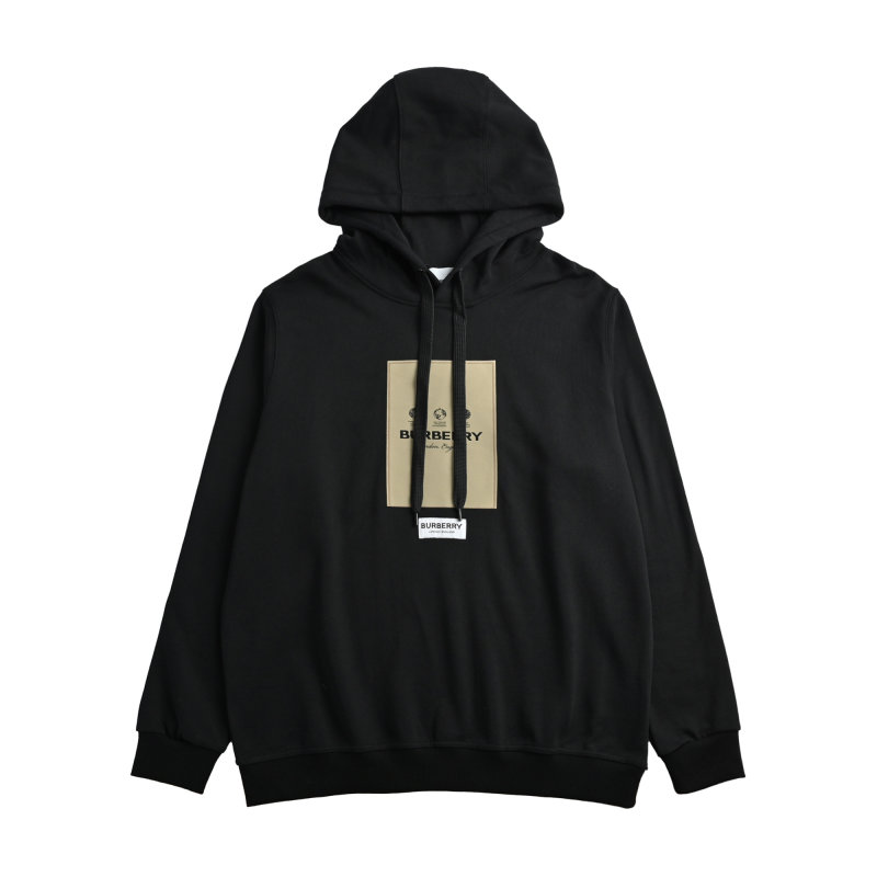 Burberry Black Logo Hoodie with Beige Patch view